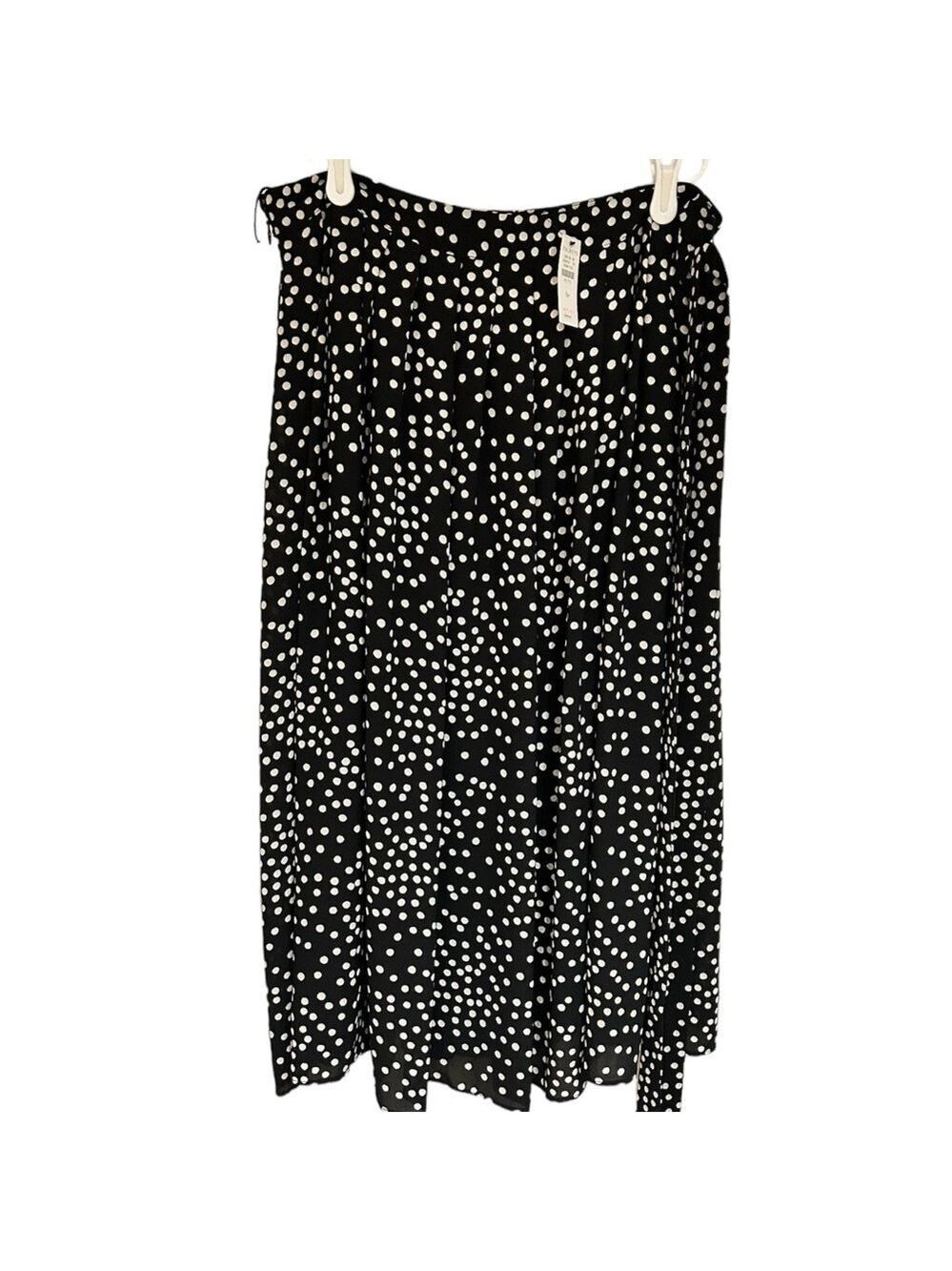 Talbots Picnic Skirt Polka Dot Black and White Pleated Full Midi New with Tags